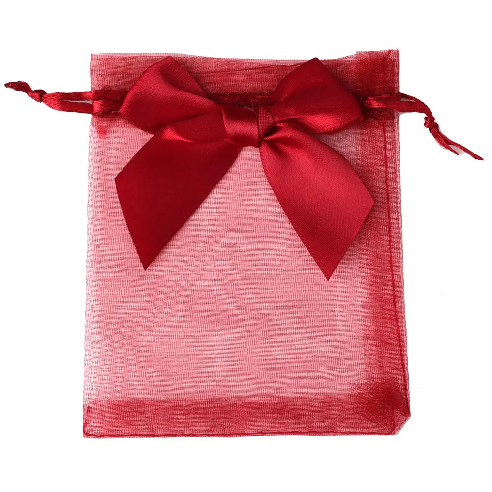 Sacchetto regalo in organza con coulisse e fiocco.