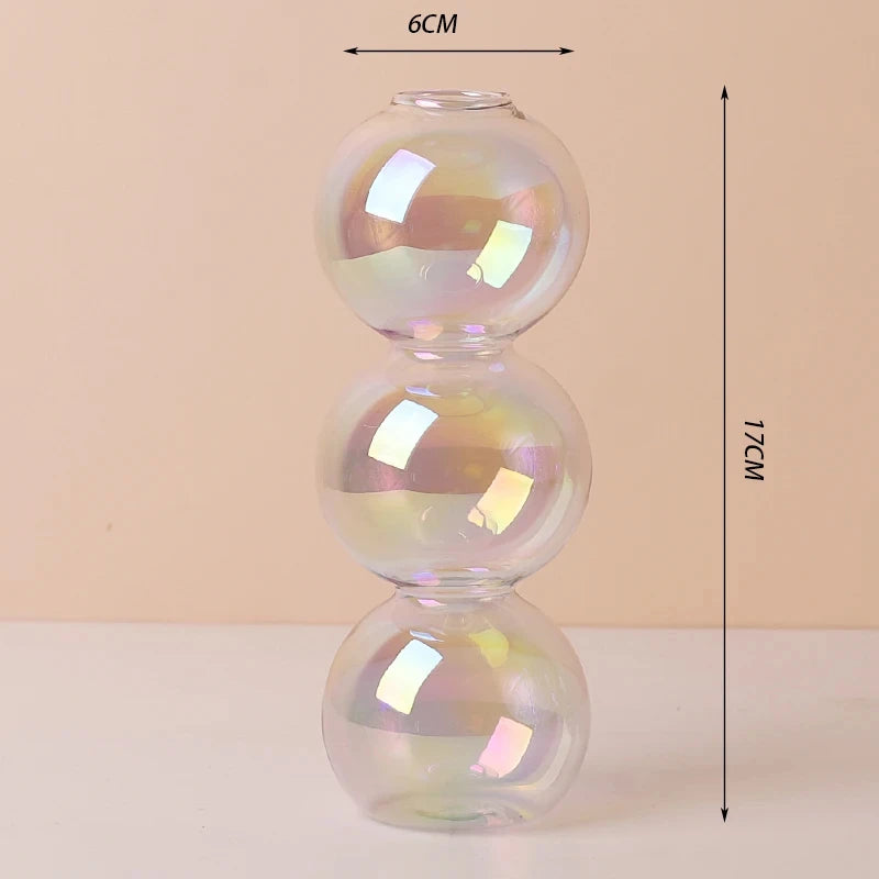 Marineblauer Kerzenhalter aus Glas mit Streifen und Blumenmuster