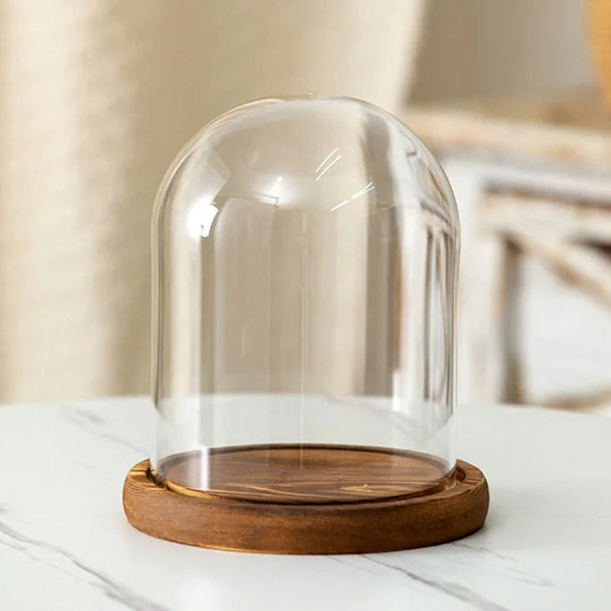 Kerzenhalter Glasdeckel Holzsockel Aromatherapie