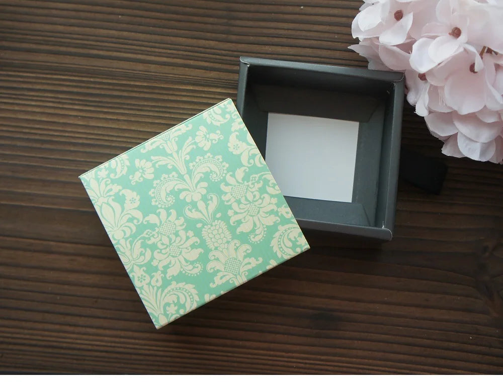 Elegante confezione regalo con motivo floreale blu e giallo, 3 misure, 10 pezzi