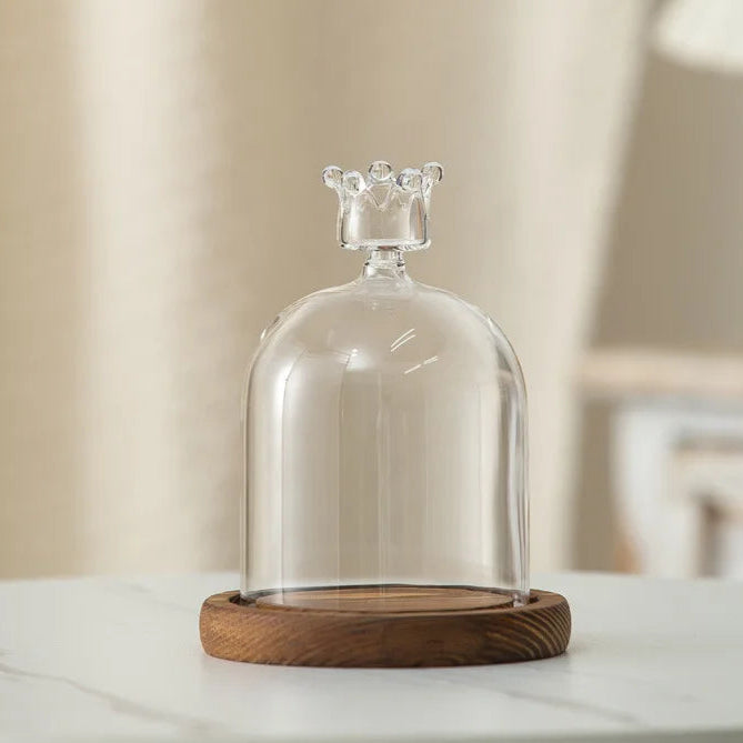 Kerzenhalter Glasdeckel Holzsockel Aromatherapie