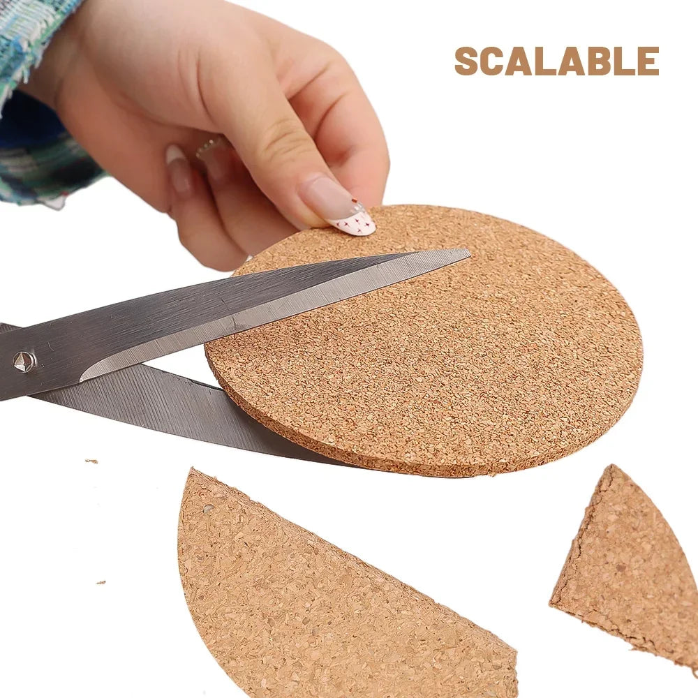 Non-Slip Cork Coaster Natural Round Wooden Cup Mat Pads