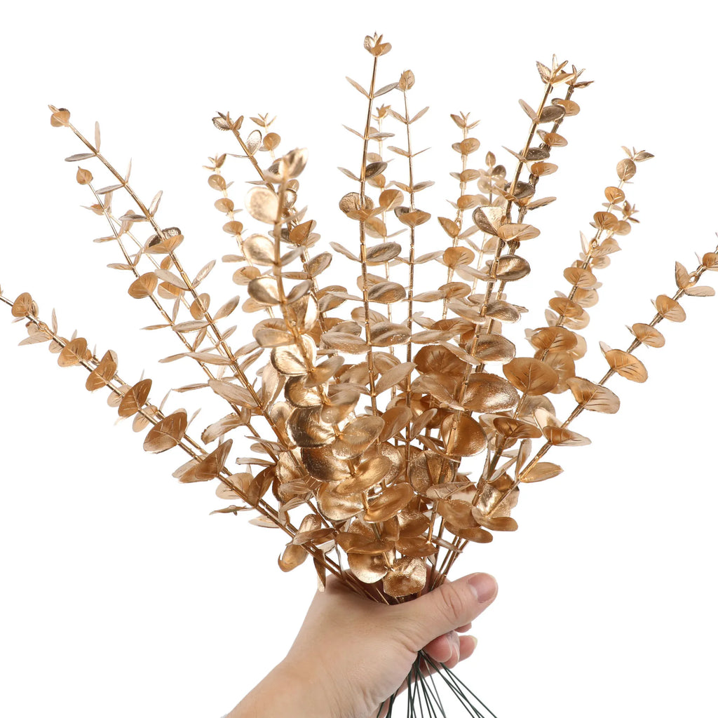 Tallos de eucalipto artificiales, planta falsa de dólar de plata.