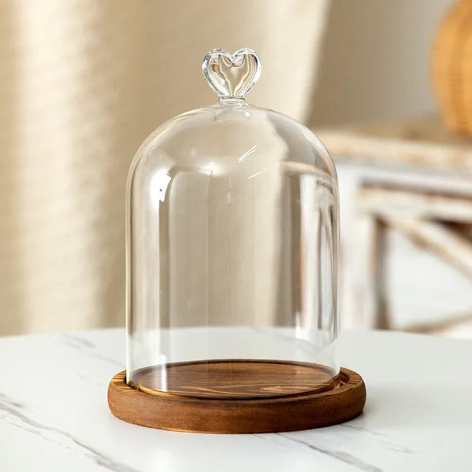 Kerzenhalter Glasdeckel Holzsockel Aromatherapie