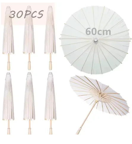 Paper Umbrella - 30-50PCS 80cm White Parasol for Wedding Decor.