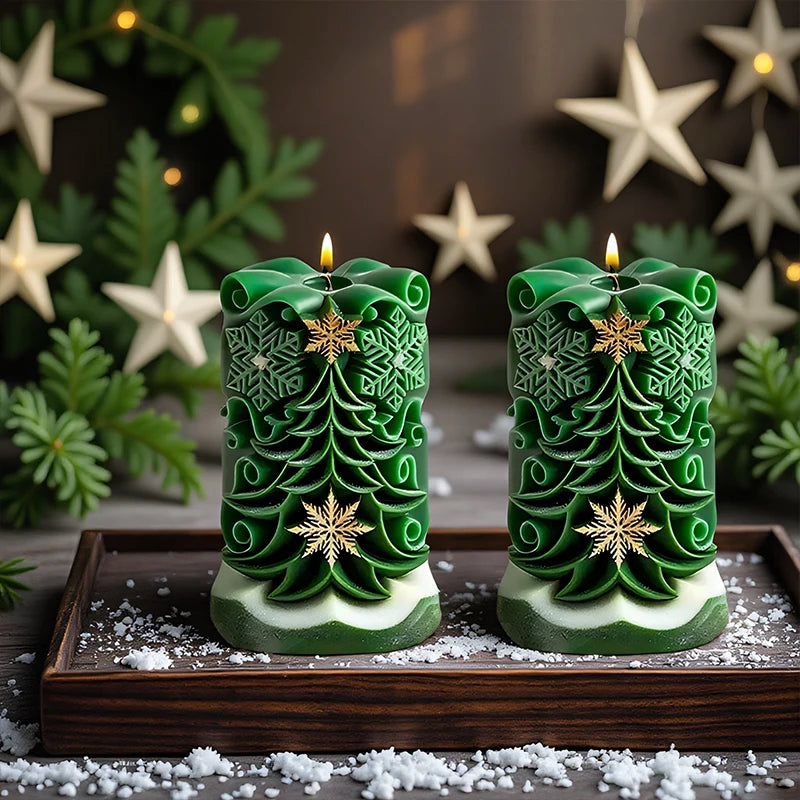 Molde para velas navideñas, duradero y reutilizable, estilo vela cilíndrico con textura transparente.