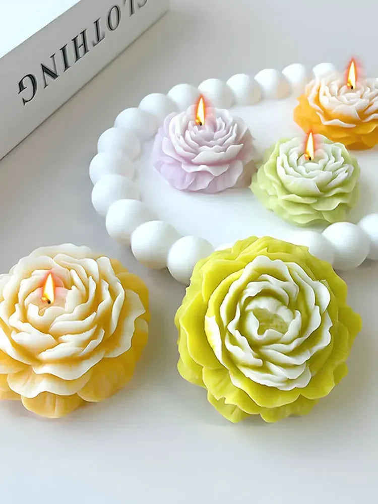Molde de silicona para vela de peonía 3D.