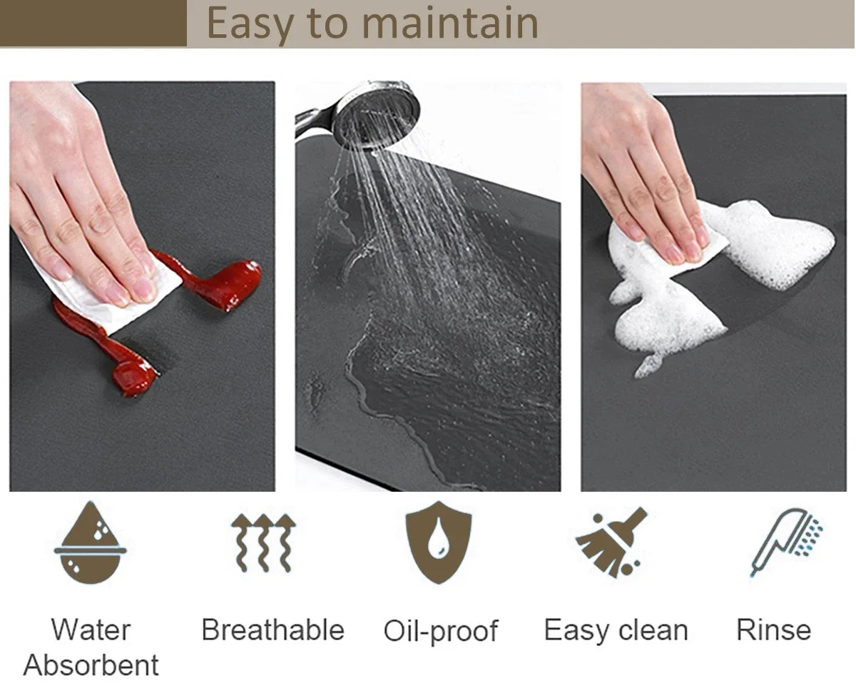 Large Kitchen Absorbent Mat Autumn Leaves Dish Drying Mat