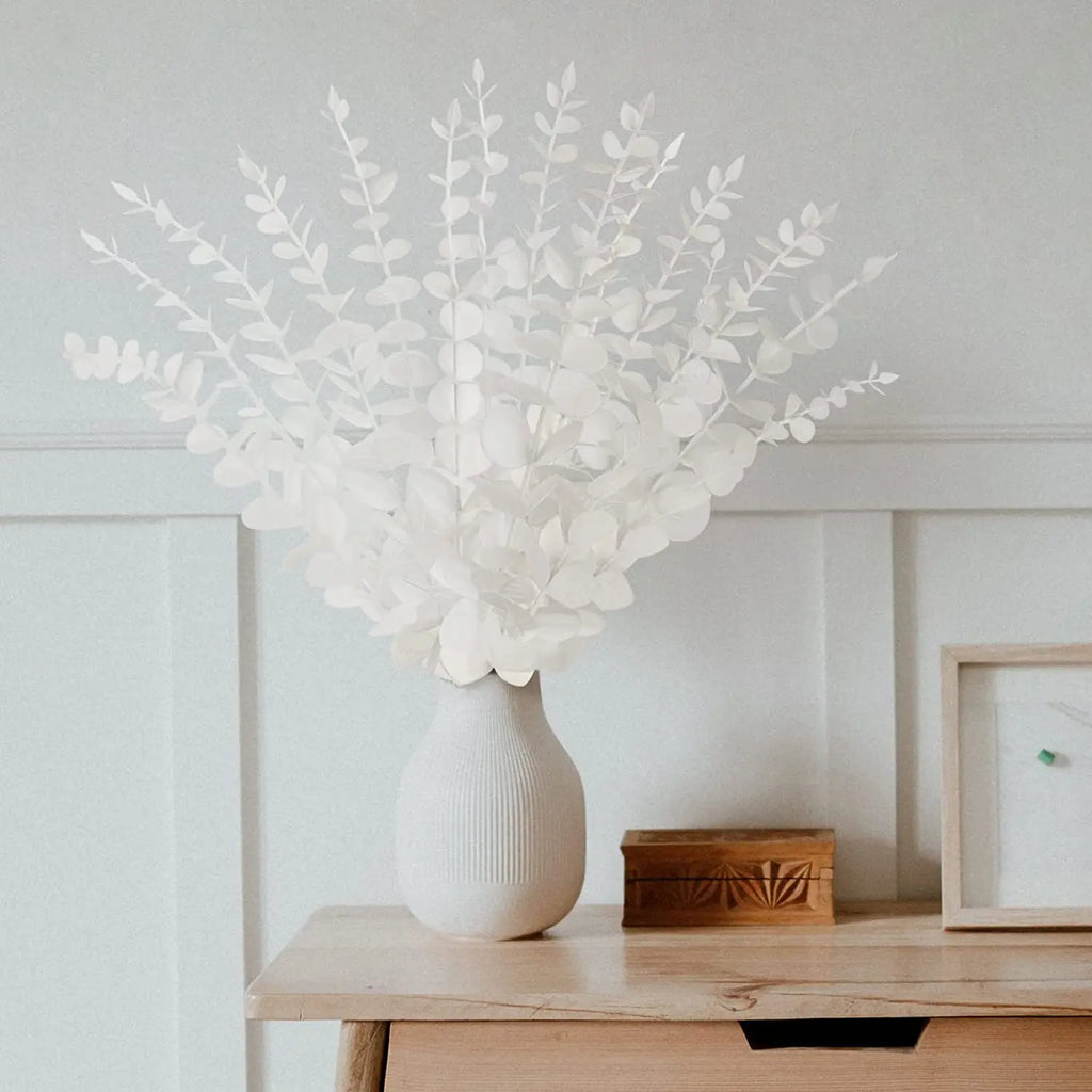 Tallos de eucalipto artificiales, planta falsa de dólar de plata.