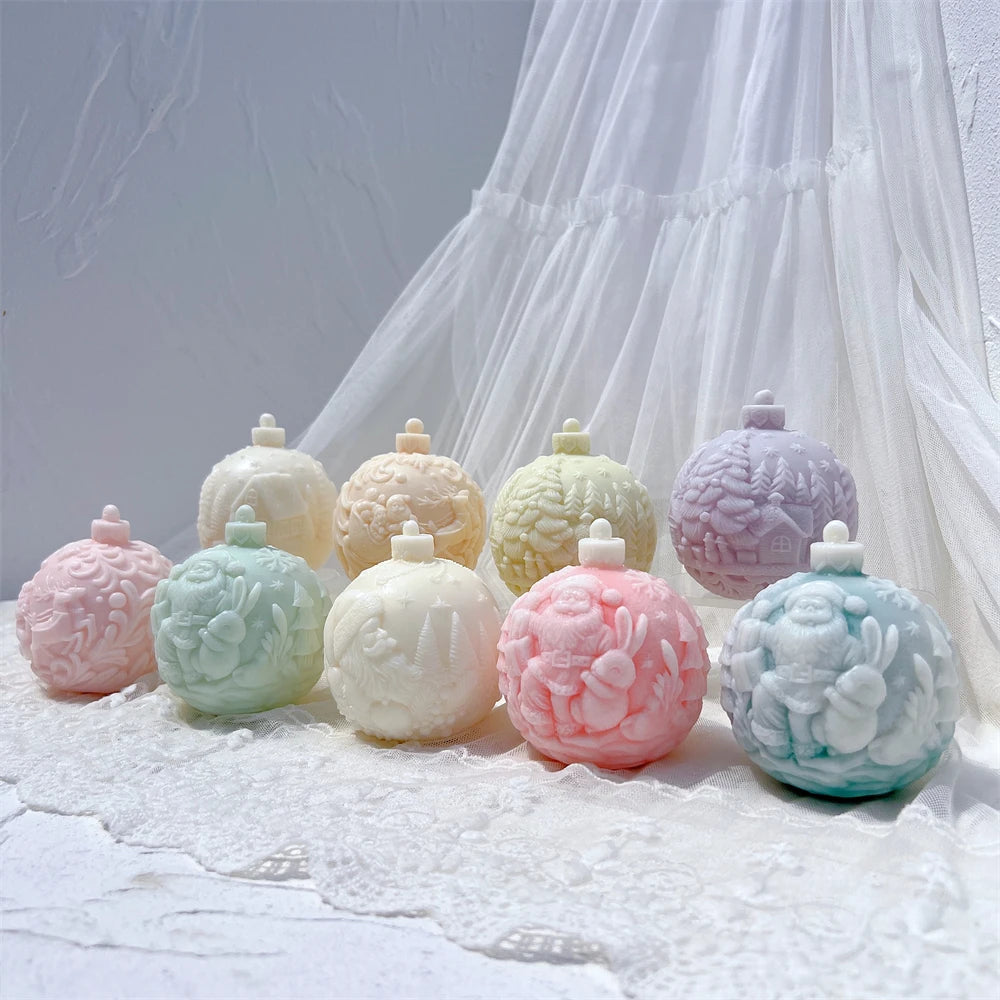 Kugelförmige Silikon-Kerzenform, 5 Designs, Weihnachten