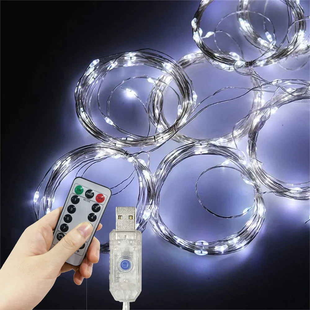 Luci di Natale per feste di compleanno, decorazione da parete a LED, 8 modalità, 3/6M.