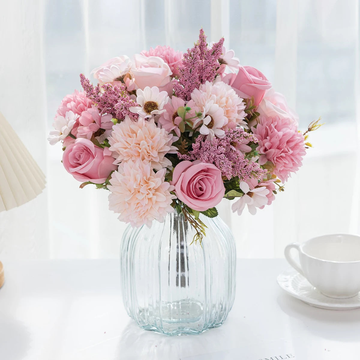 1/4PCS Artificial Flowers Cheap New Year Decorations Wedding Garden Peony Arch Christmas Home Fake Silk Rose Hydrangeas Vase Diy