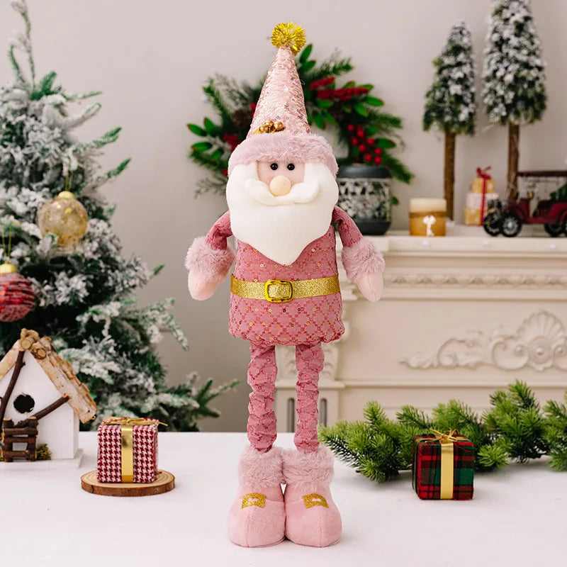 Christmas Decoration Pink Telescopic Doll Santa Claus Snowman Elk.