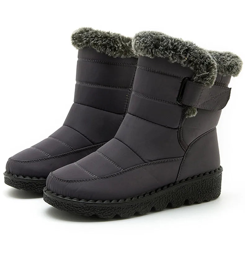 Botas de invierno para mujer, botines de tacón bajo, botas de nieve impermeables para mujer