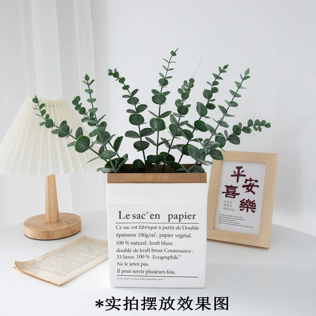 Tallos de eucalipto artificiales, planta falsa de dólar de plata.