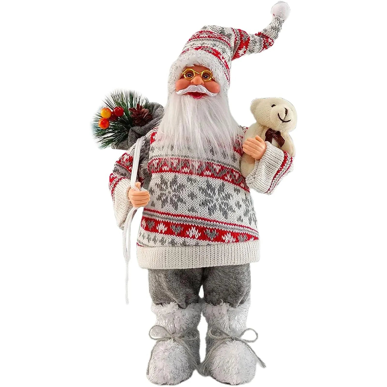 Christmas Sitting Standing Santa Claus Figurines Doll Cute 12inch.