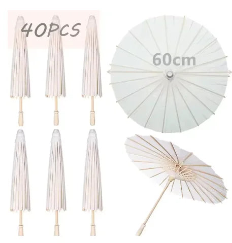 Paper Umbrella - 30-50PCS 80cm White Parasol for Wedding Decor.