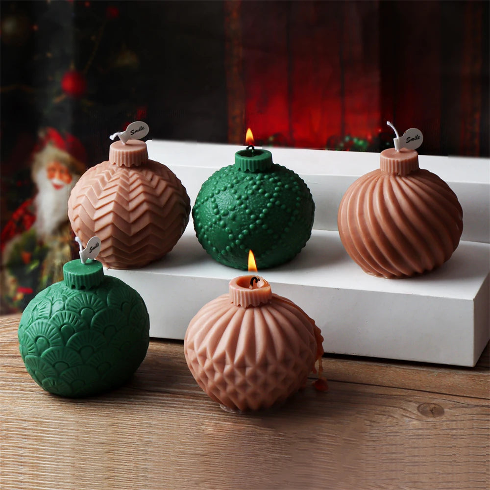 Christmas Ball Silicone Candle Mold 3D Geometric Sphere Aromatherapy.