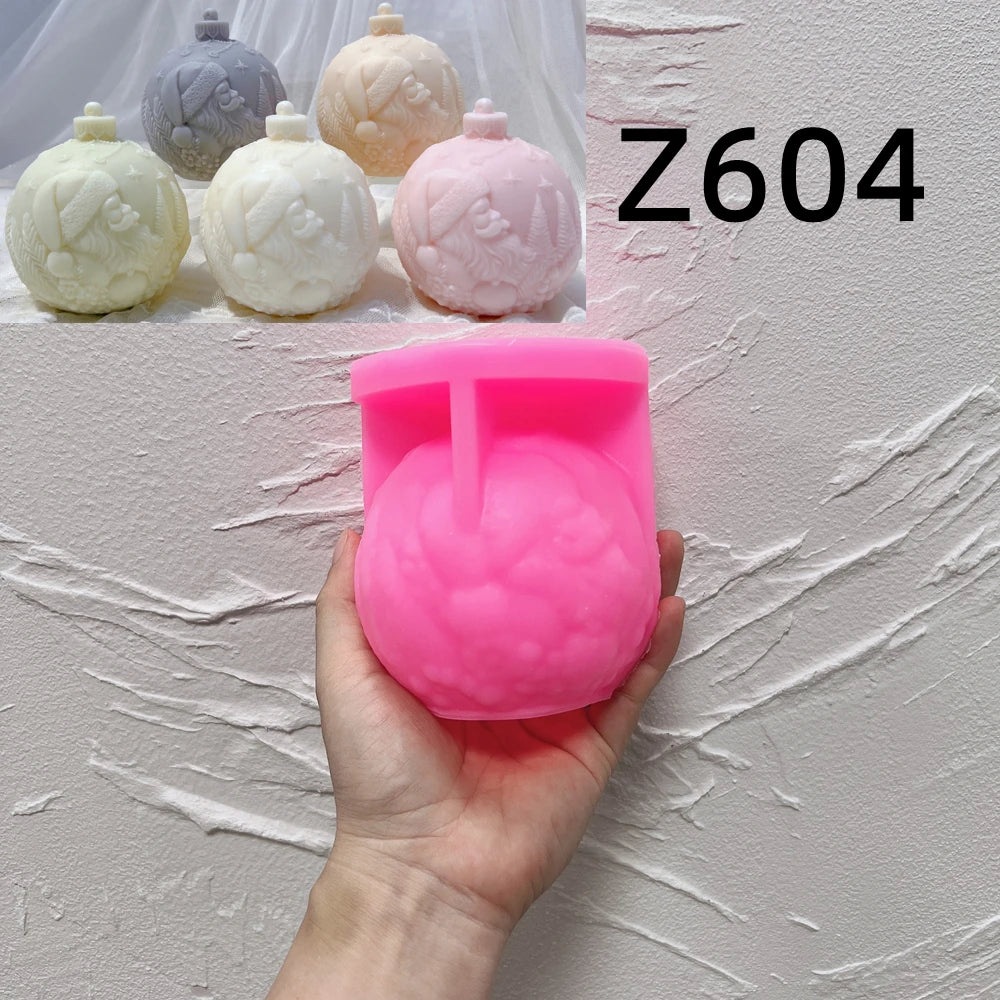 Kugelförmige Silikon-Kerzenform, 5 Designs, Weihnachten