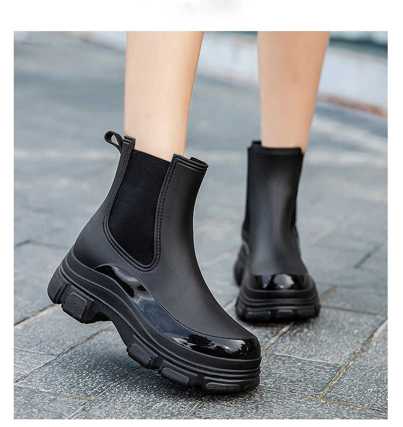 2025 Nuevos zapatos de lluvia de goma para exteriores, antideslizantes, impermeables, para jardín