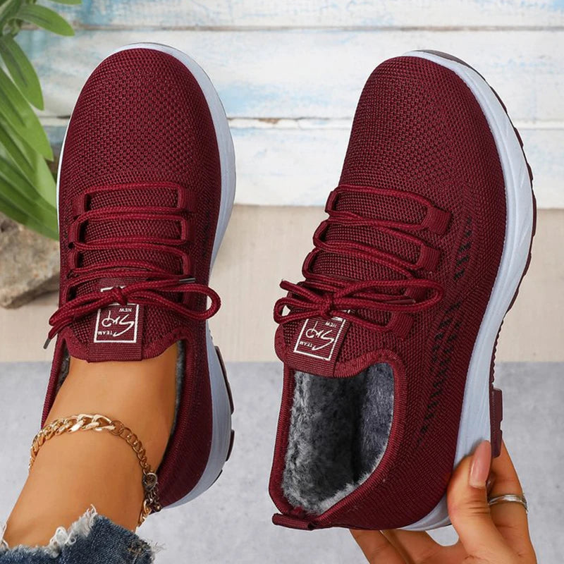 Fleece Lining Warm Sneakers for Women Winter Comfortable Light