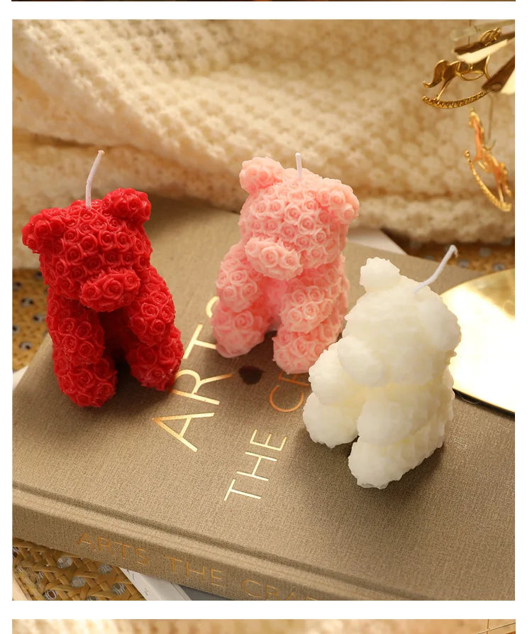 Candle Rose Bear Aromatherapy Lovely Scented.