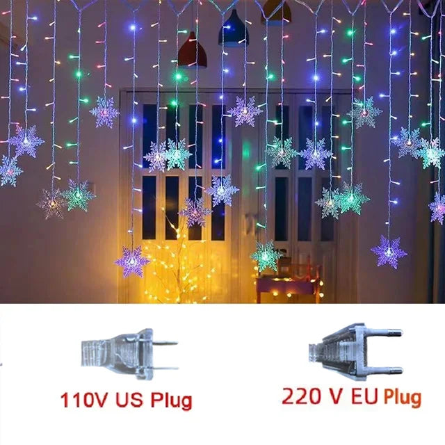 Christmas Light Led Snowflake Curtain 3.2M.