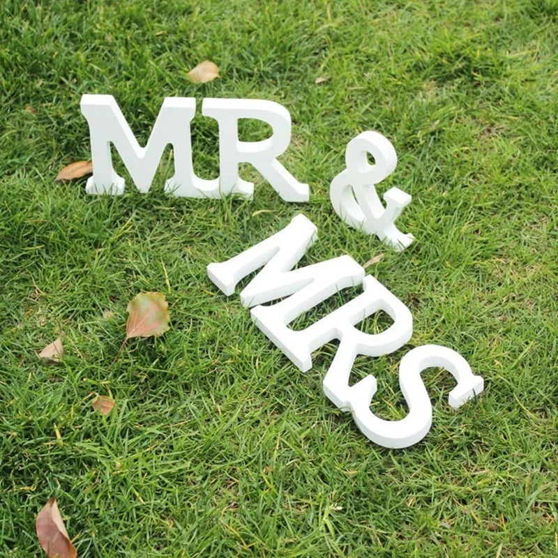 Mr &amp; Mrs Decor NUOVE decorazioni per matrimoni, cartello per matrimonio bianco color tronco.