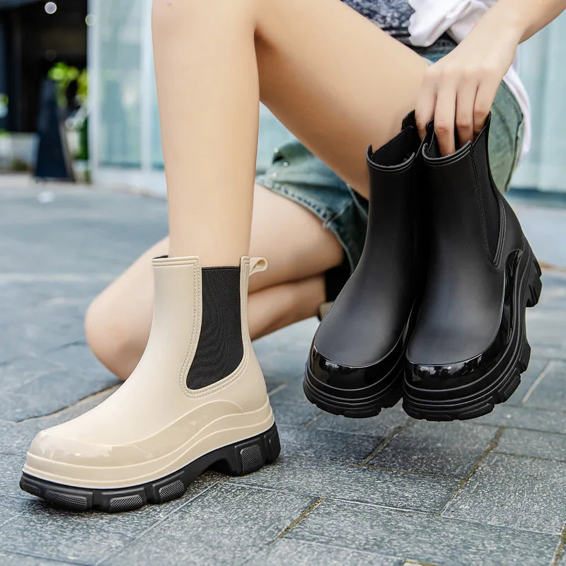 2025 Nuevos zapatos de lluvia de goma para exteriores, antideslizantes, impermeables, para jardín