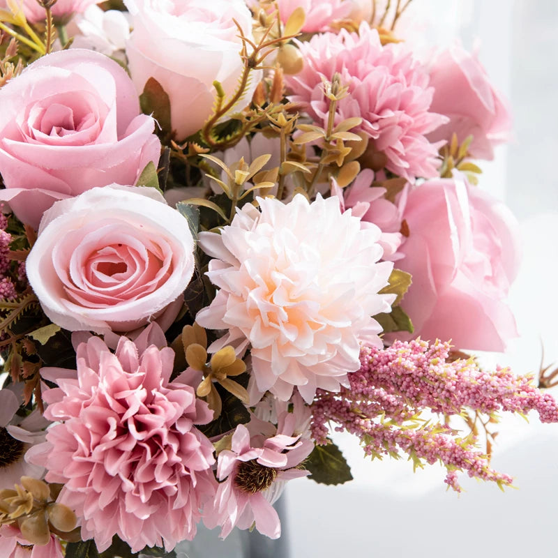 1/4PCS Artificial Flowers Cheap New Year Decorations Wedding Garden Peony Arch Christmas Home Fake Silk Rose Hydrangeas Vase Diy