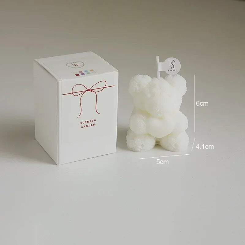 Vela de oso romántica y linda de cera de soja, aromaterapia, pequeña y perfumada