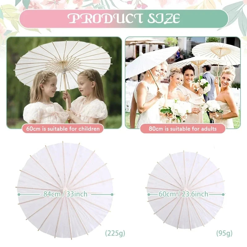 Paper Umbrella - 30-50PCS 80cm White Parasol for Wedding Decor.