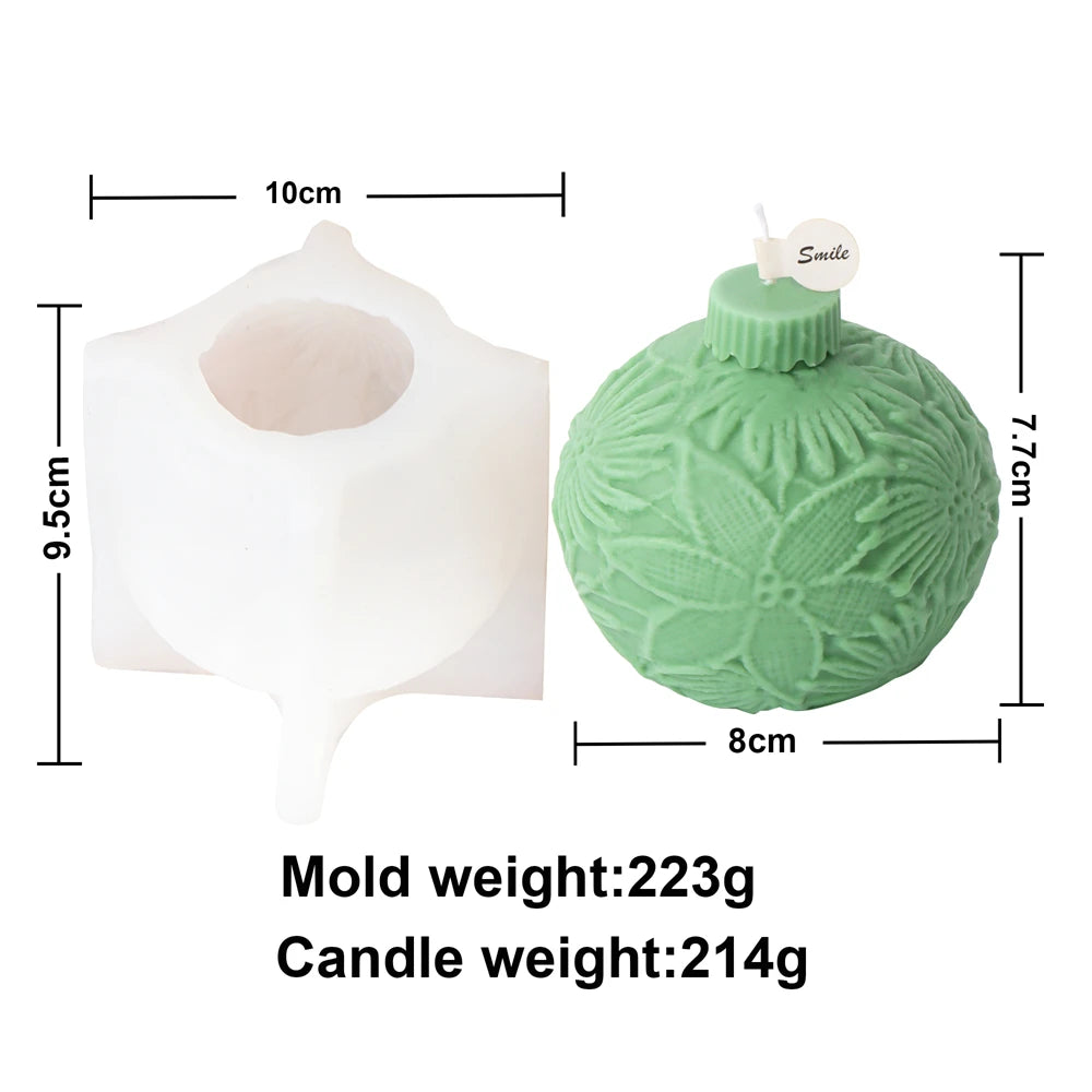 Molde de silicona para velas con forma de bola navideña, esfera geométrica 3D, aromaterapia.