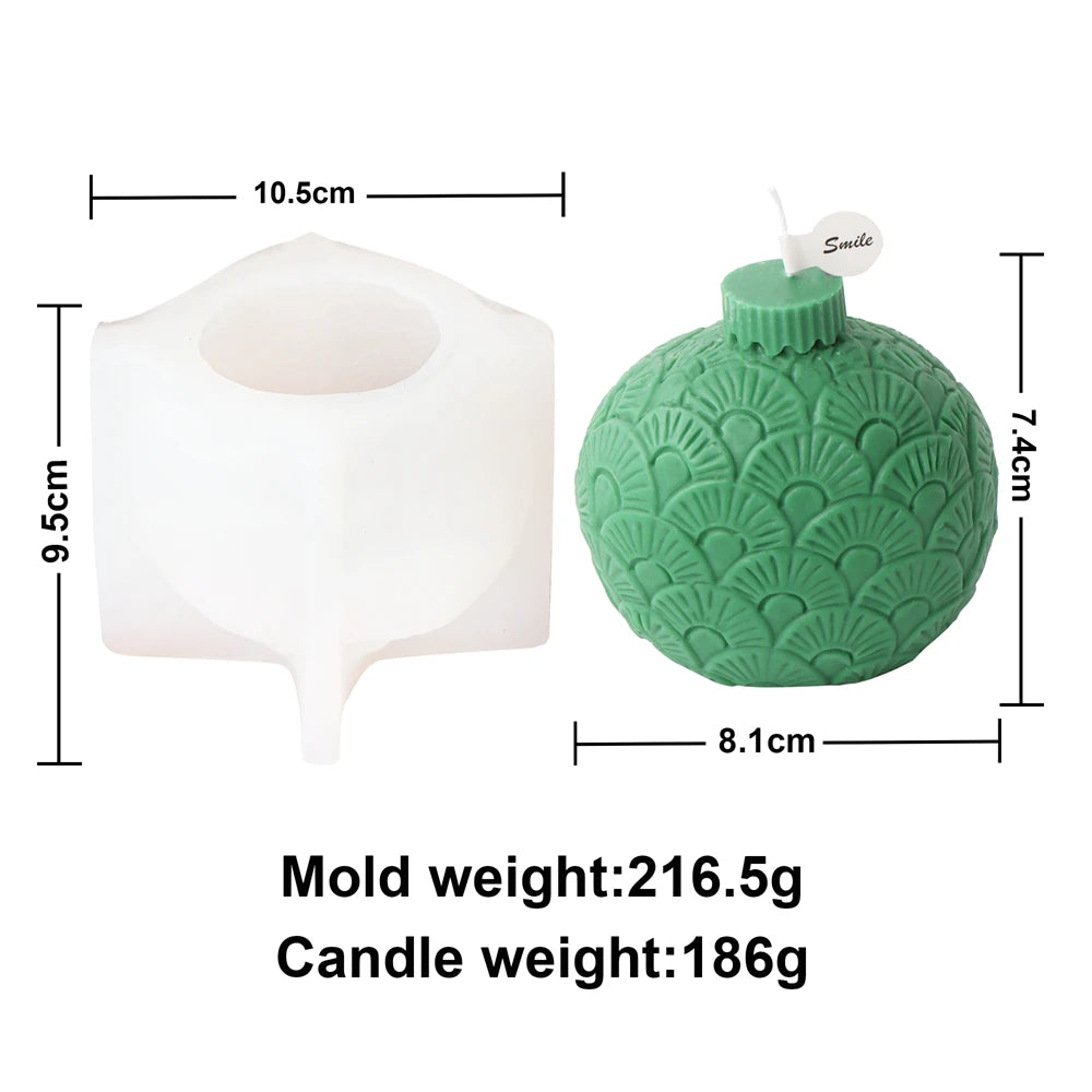 Christmas Ball Silicone Candle Mold 3D Geometric Sphere Aromatherapy.