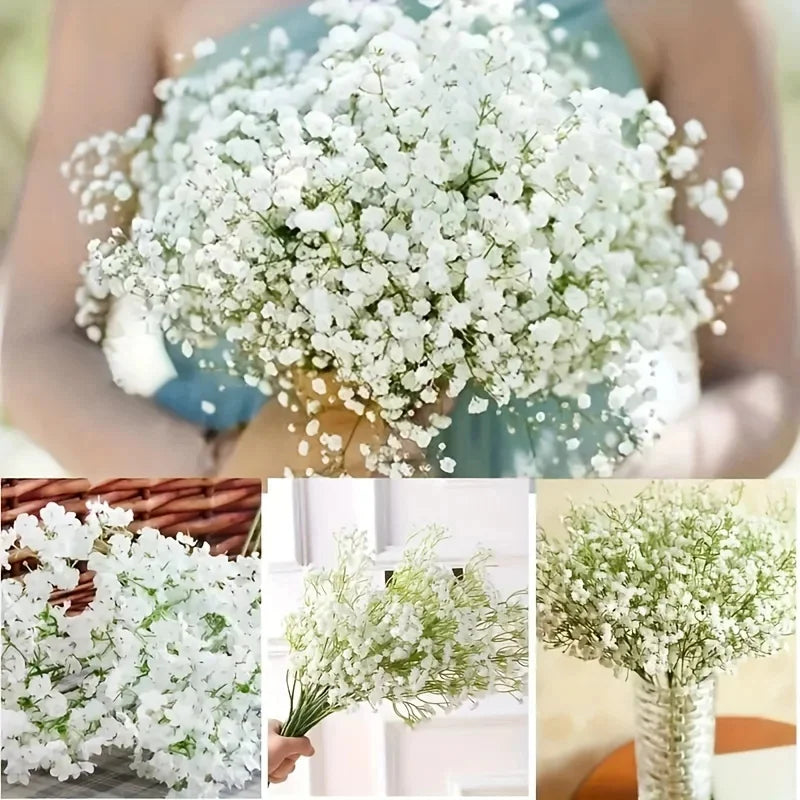 Flores artificiales de aliento de bebé, decoración de gypsophila de tacto real