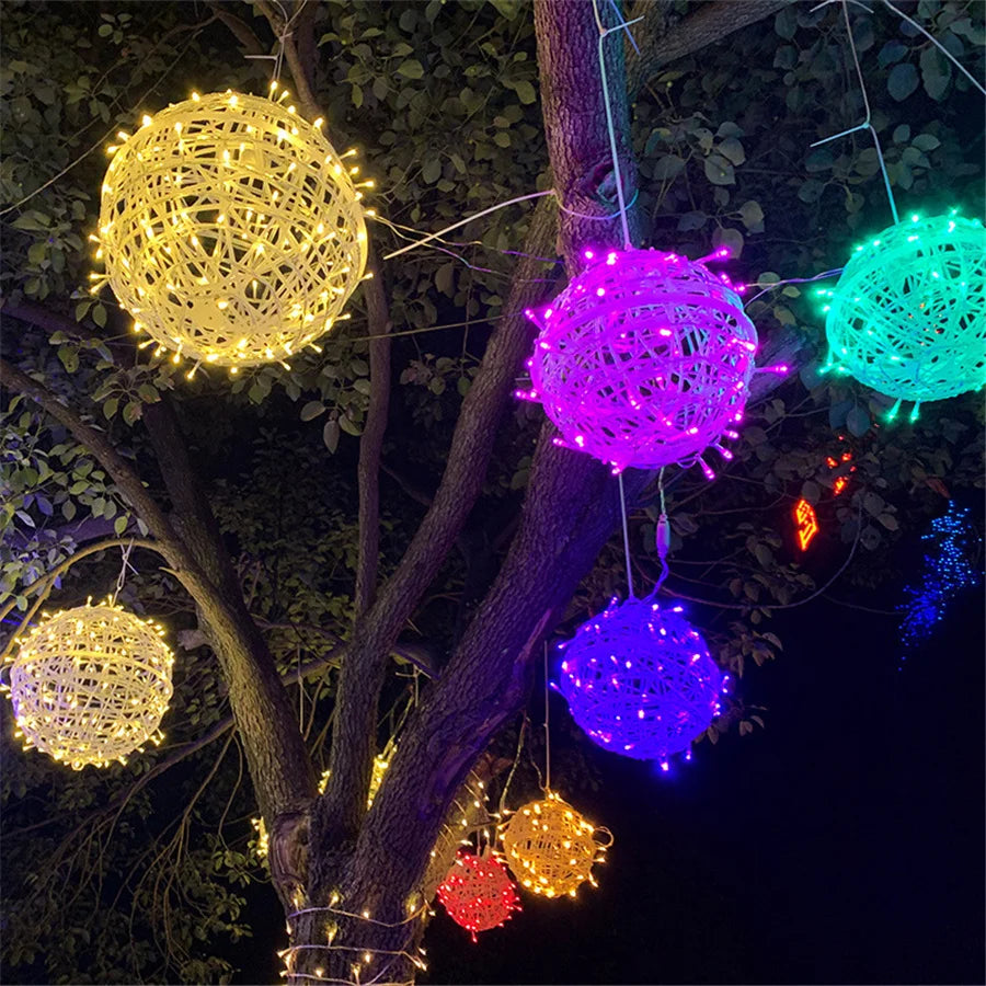 Christmas  Lights LED Rattan Ball String Outdoor 20CM 30CM.