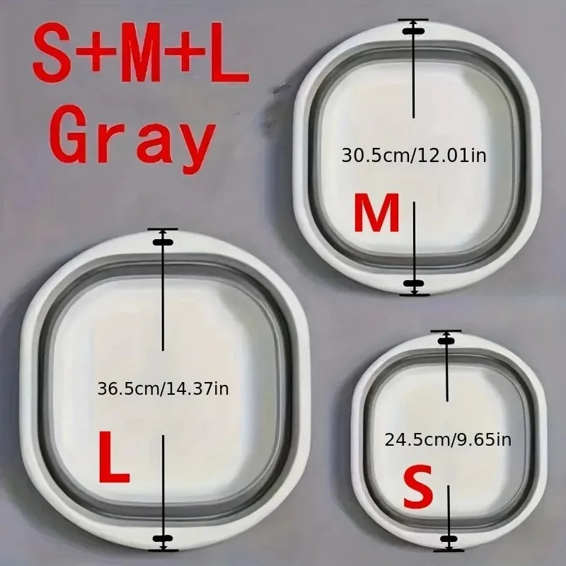 Wash Basin Laundry Baskets 3 Pack Collapsible Tub Space Saving.