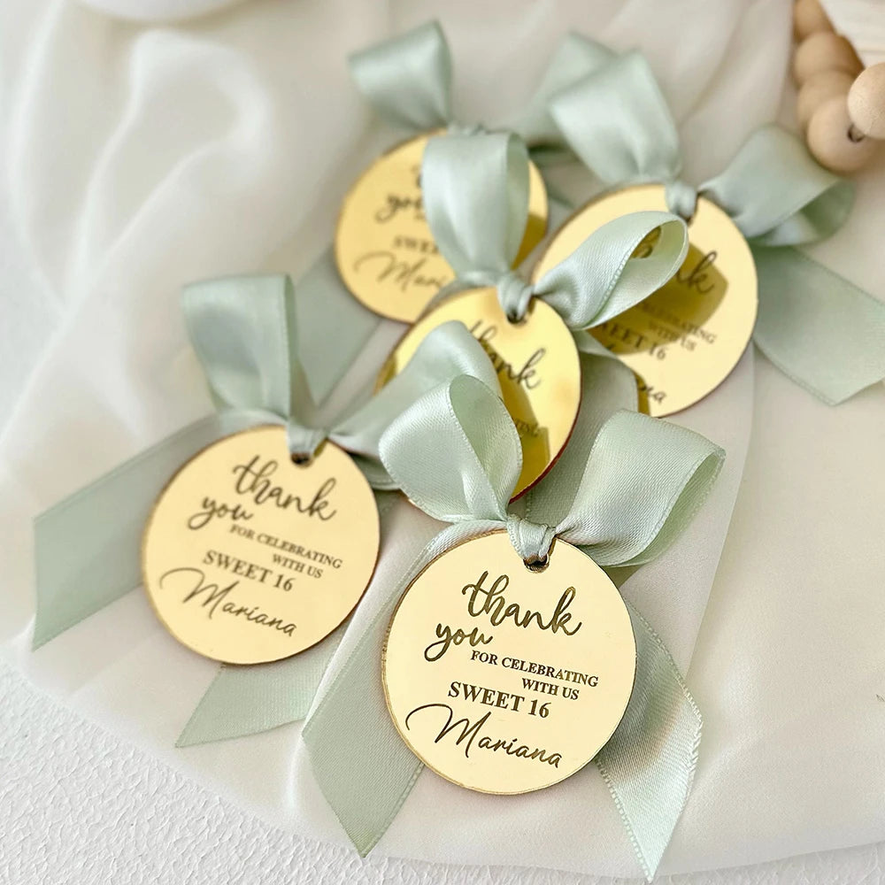 Etichette con nome per bomboniere di benvenuto per baby shower, 50 pezzi di etichette acriliche personalizzate.