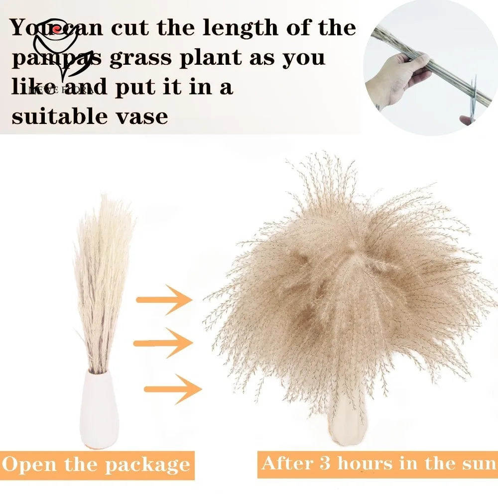 120 flores artificiales secas de cola de conejo de las pampas esponjosas