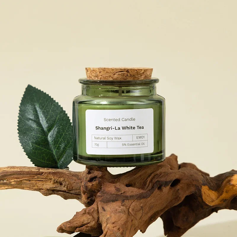 Natürliche Pflanzen-Aromatherapie-Kerze, rauchfreies grünes Sojabohnenwachsglas