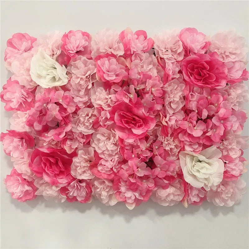Decoración de fondo de pared con flores artificiales de rosas de seda rosa