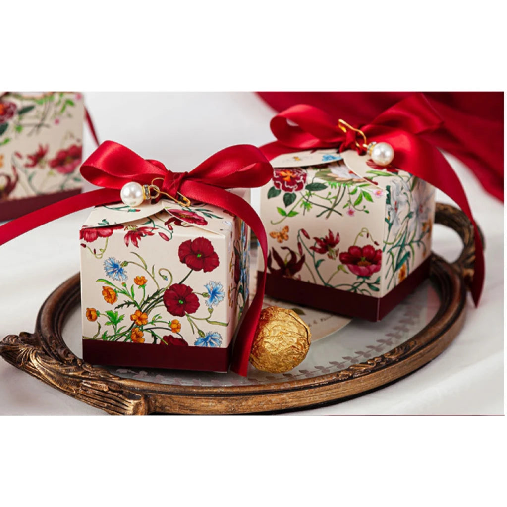 Nuova serie Mori, pianta dipinta a mano con nastro, scatola per matrimonio, 20/50 pezzi