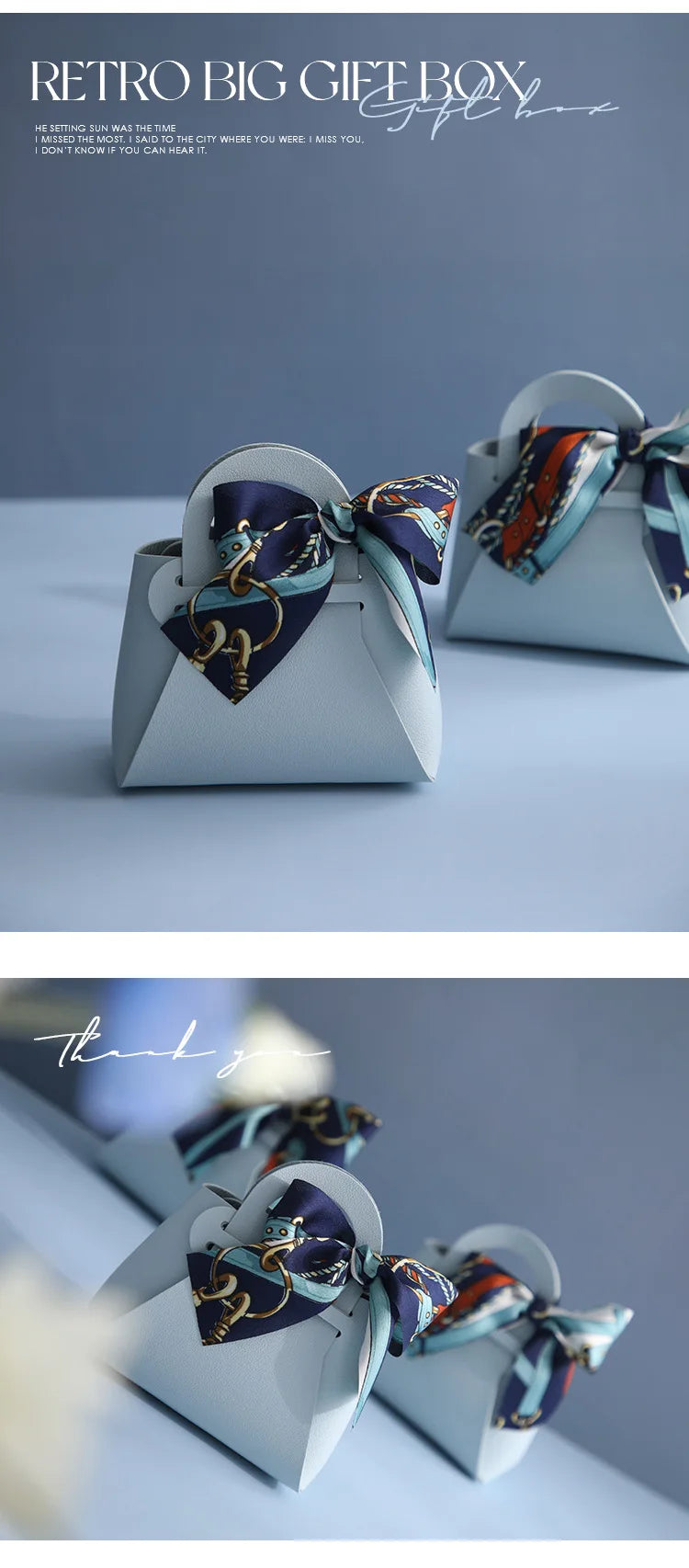 Grande sacchetto portaconfetti in pelle con sciarpa per festa di nozze, confezione regalo da 10 pezzi.