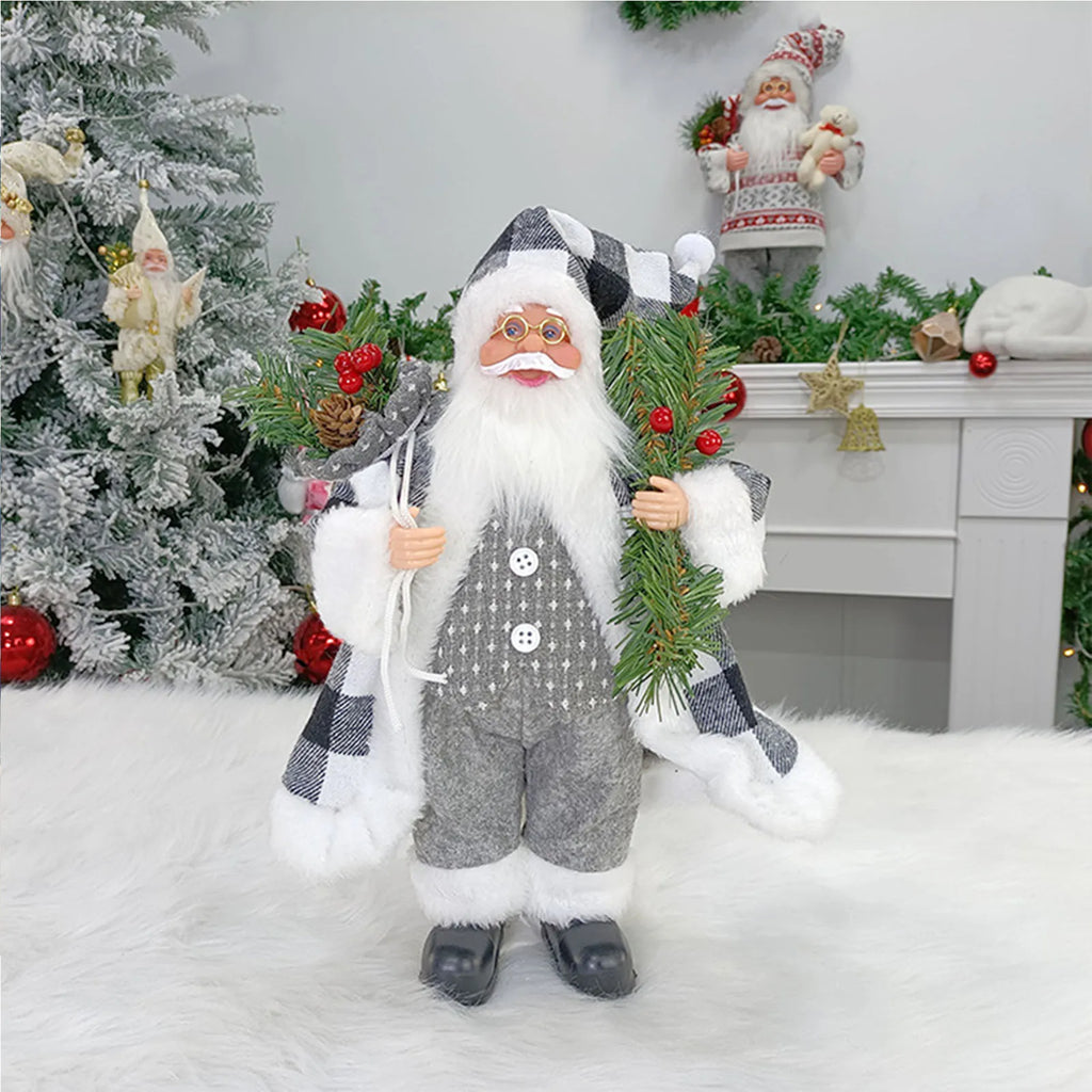 Christmas Sitting Standing Santa Claus Figurines Doll Cute 12inch.