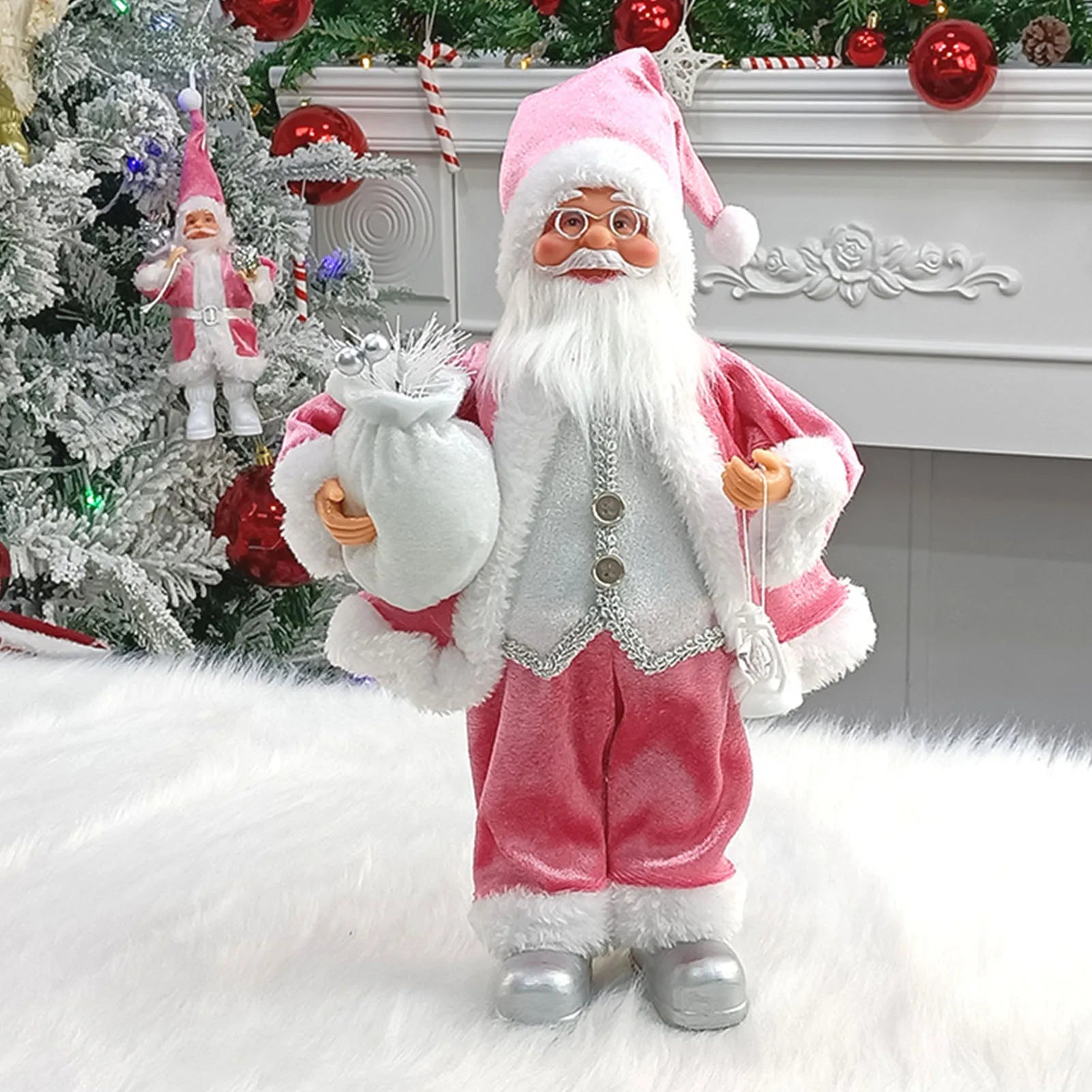 Christmas Sitting Standing Santa Claus Figurines Doll Cute 12inch.