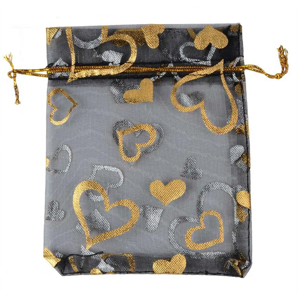 Sacchetti in organza a forma di cuore per eventi, 25 pezzi