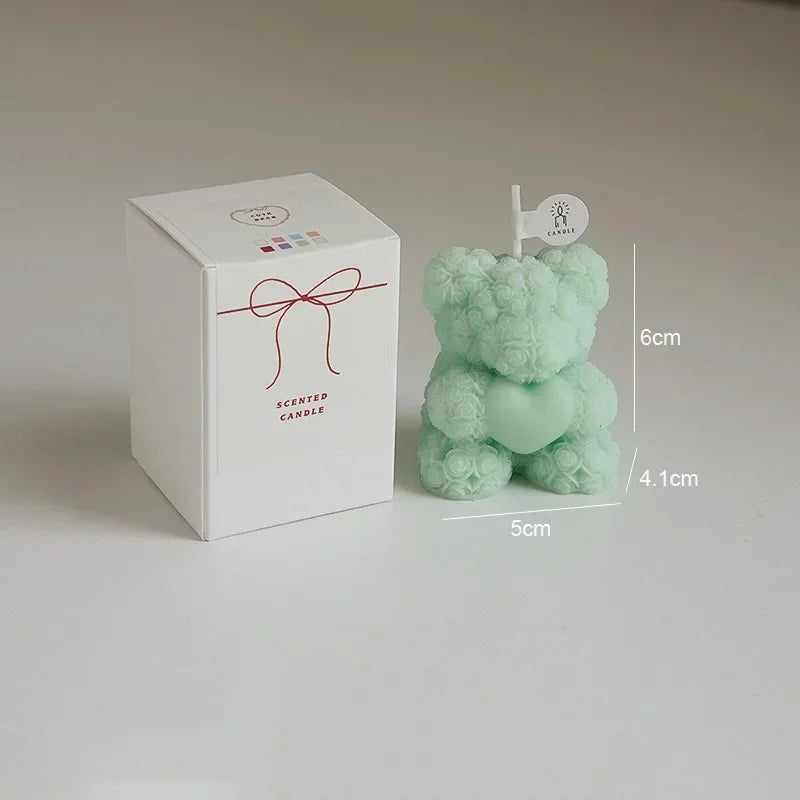 Vela de oso romántica y linda de cera de soja, aromaterapia, pequeña y perfumada