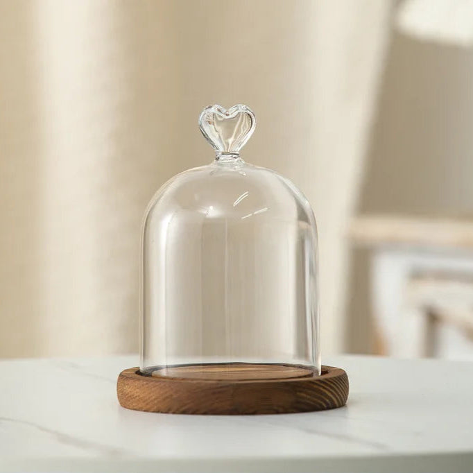 Kerzenhalter Glasdeckel Holzsockel Aromatherapie