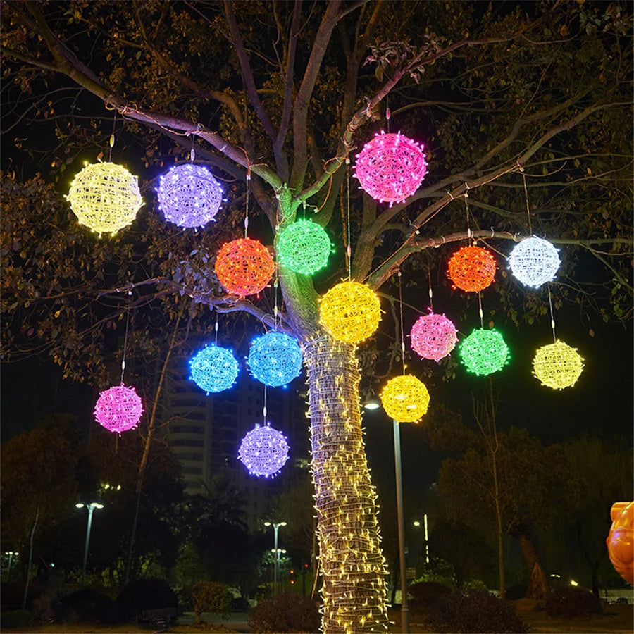 Christmas  Lights LED Rattan Ball String Outdoor 20CM 30CM.