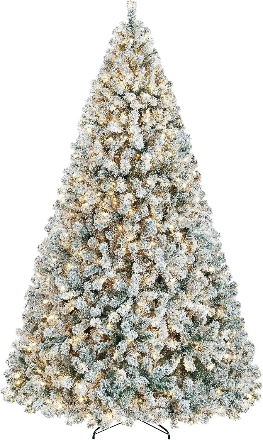 Albero di Natale artificiale, albero di Natale completamente illuminato ricoperto di neve con 2084 punte di rami, 900 luci a incandescenza 